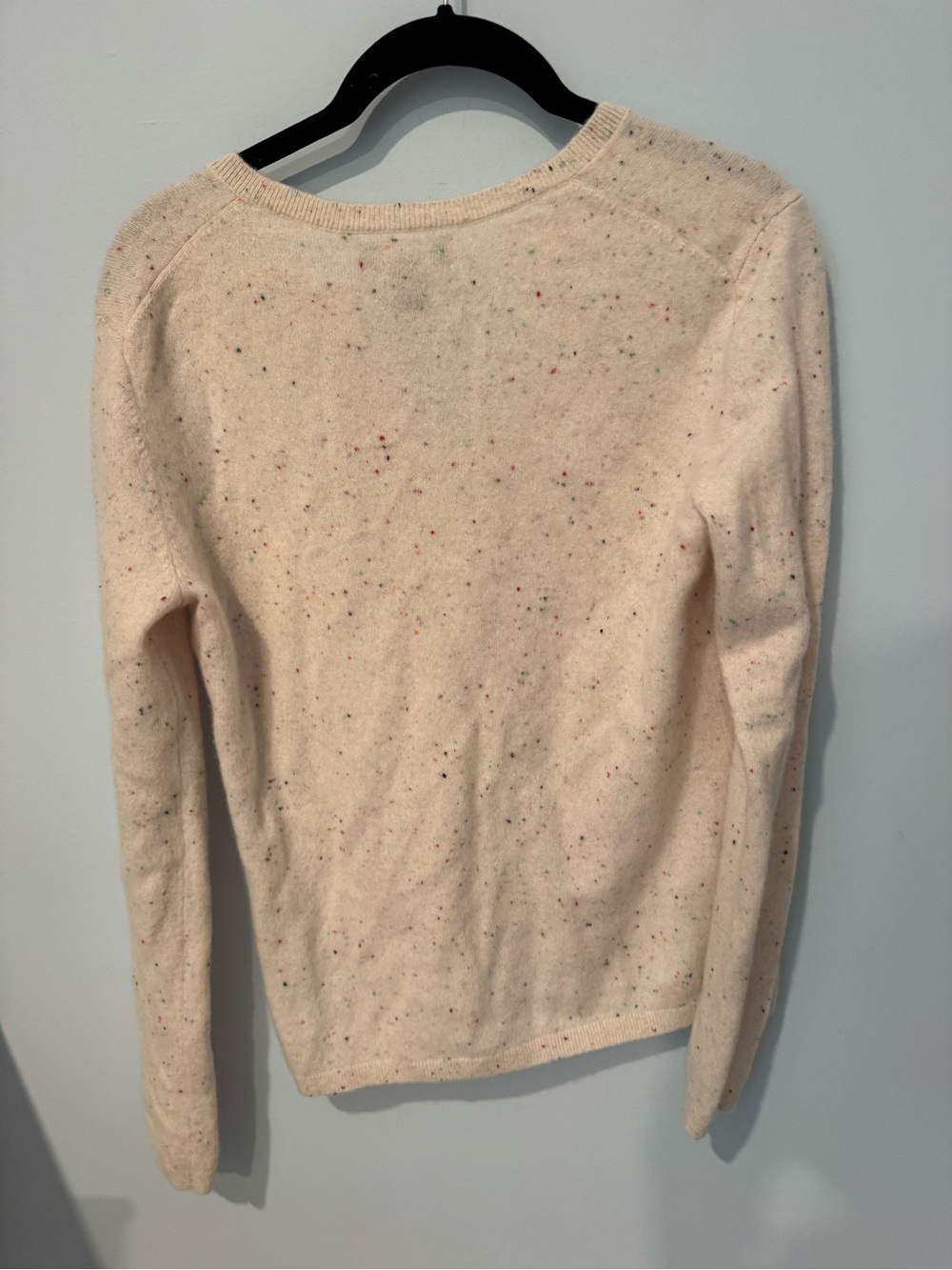 Lands' End Cashmere Cream Speckled Button Cardigan - Picture 4 of 4